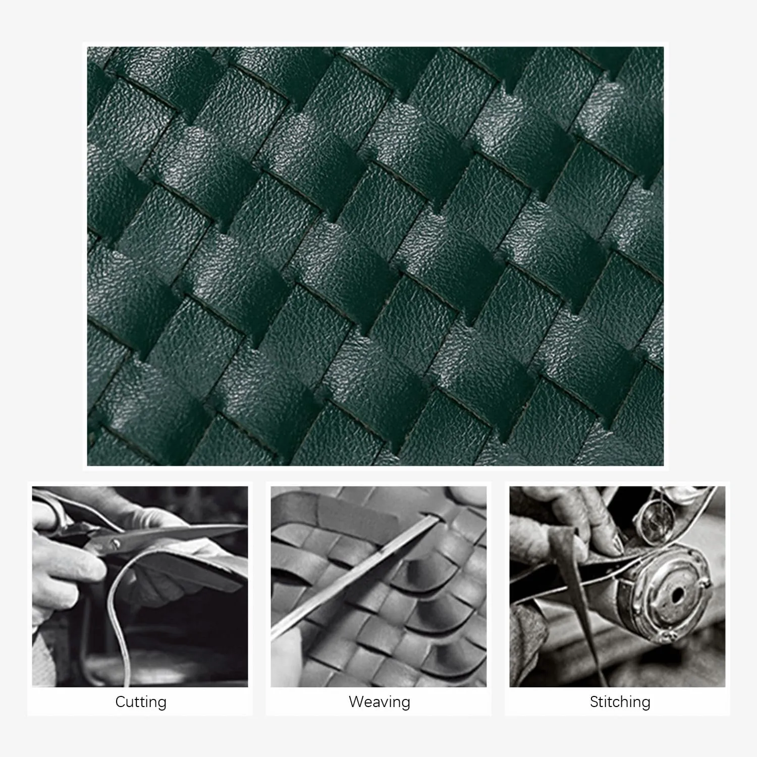 Women's Handmade Woven Evening Bag, PU Leather Handmade Clutch Purse, Fashion Crossbody Clutch Purse with Long Strap