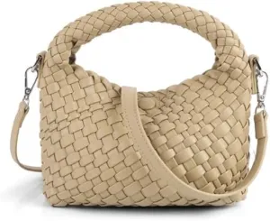 Women's Woven Crossbody Bag, Handmade Braided Tote Purse with Detachable Shoulder Strap, Vintage Small Handbag 12 Colors