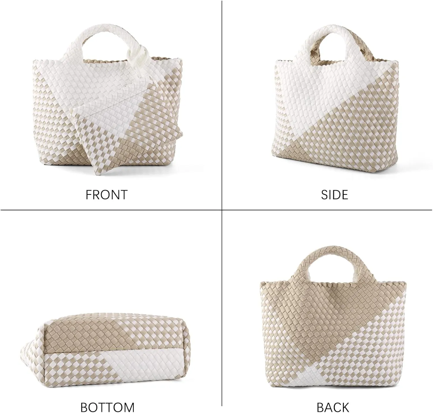 Woven Bag for Women Neoprene Tote Bag Summer Beach Travel Handbag and Purse Lightweight Foldable Retro Handmade Shoulder Bag