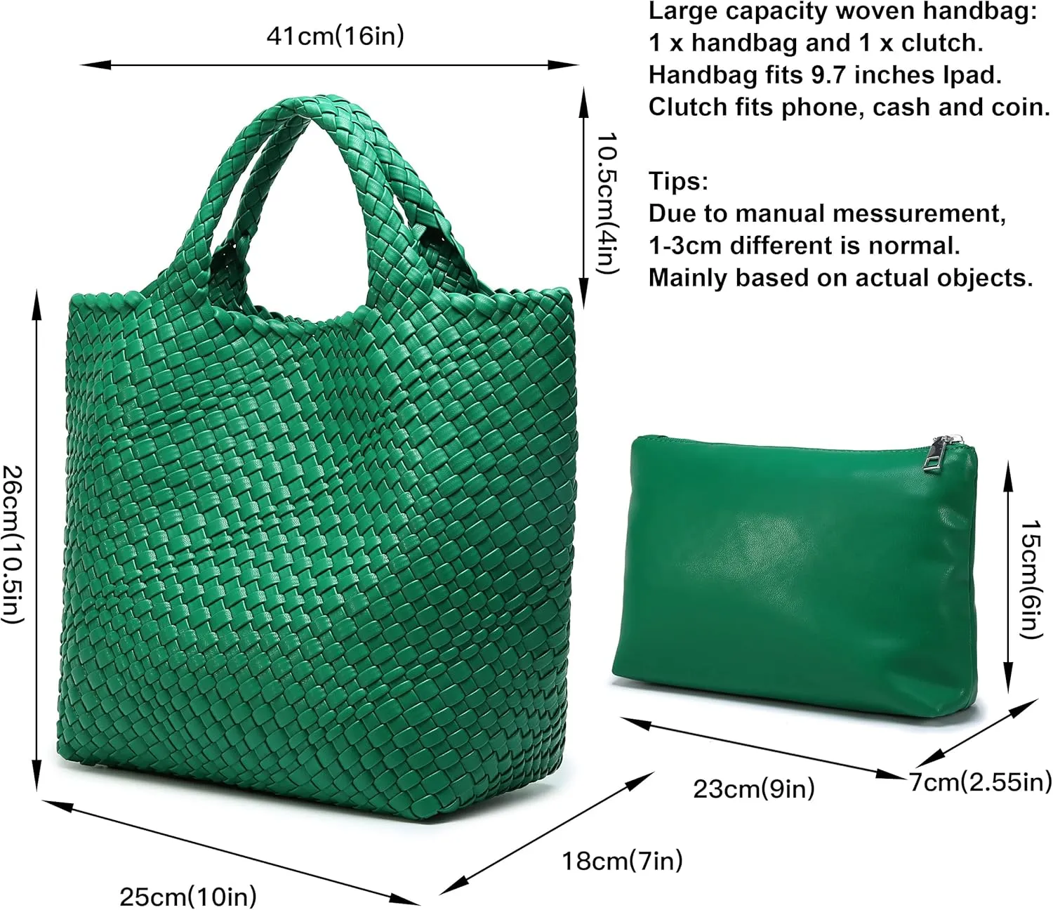 Woven Bag for Women, Vegan Leather Tote Bag Large Summer Beach Travel Handbag and Purse Retro Handmade Shoulder Bag