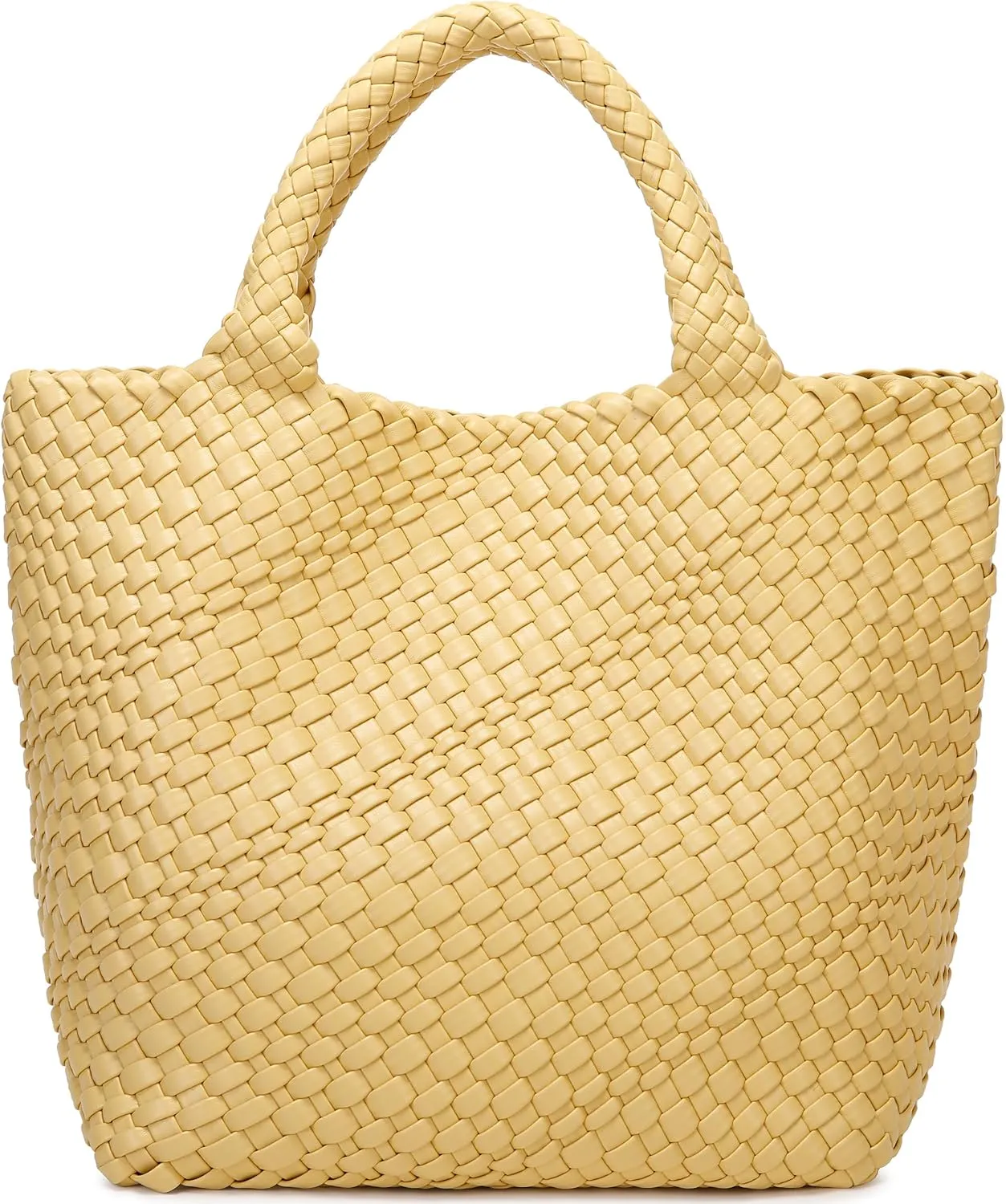 Woven Bag for Women, Vegan Leather Tote Bag Large Summer Beach Travel Handbag and Purse Retro Handmade Shoulder Bag