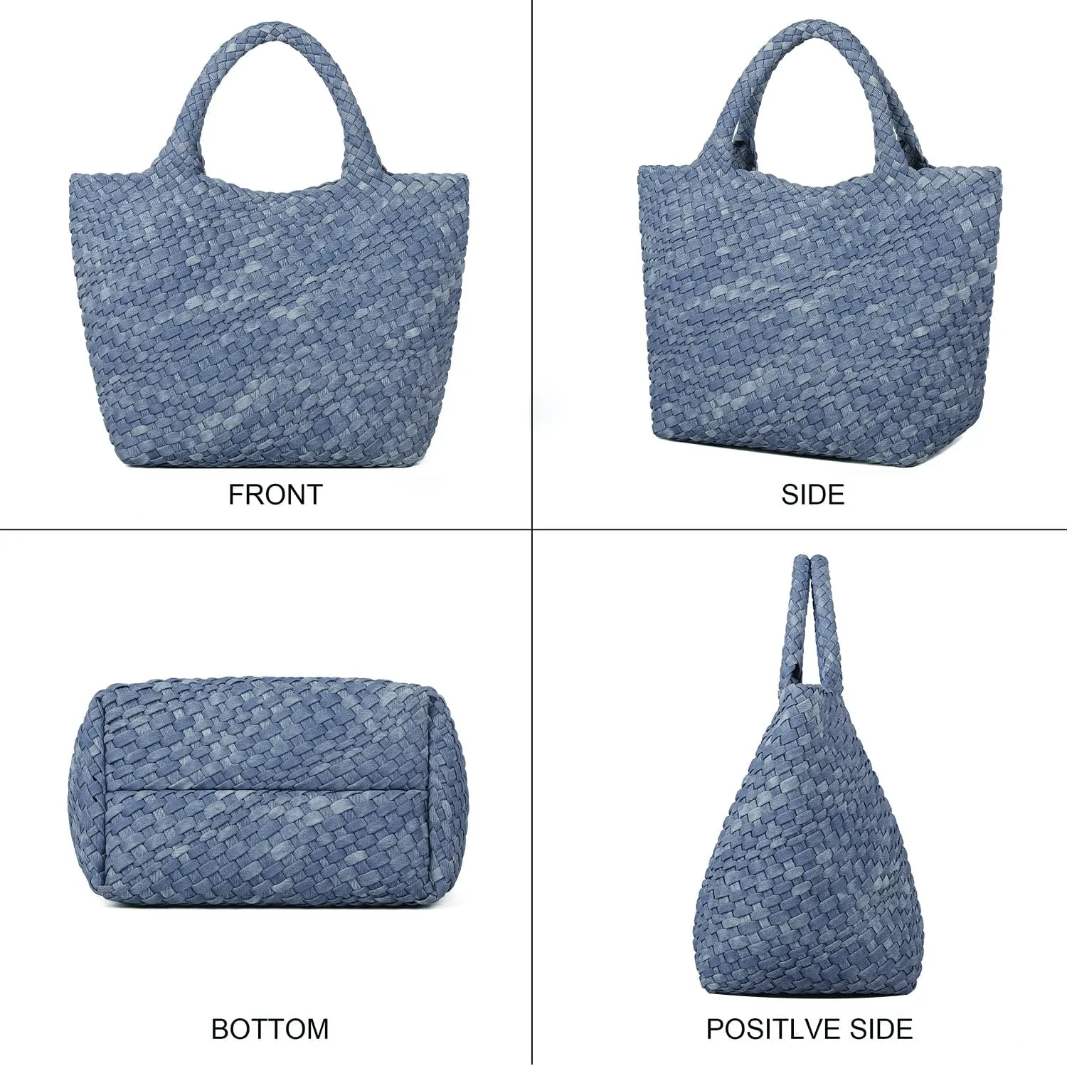 Woven Bag for Women, Vegan Leather Tote Bag Large Summer Beach Travel Handbag and Purse Retro Handmade Shoulder Bag