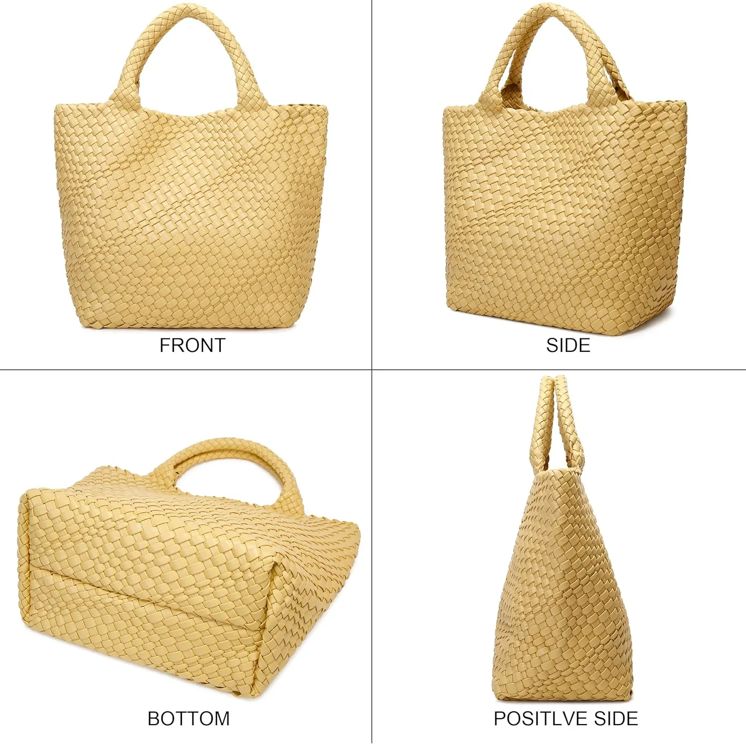 Woven Bag for Women, Vegan Leather Tote Bag Large Summer Beach Travel Handbag and Purse Retro Handmade Shoulder Bag