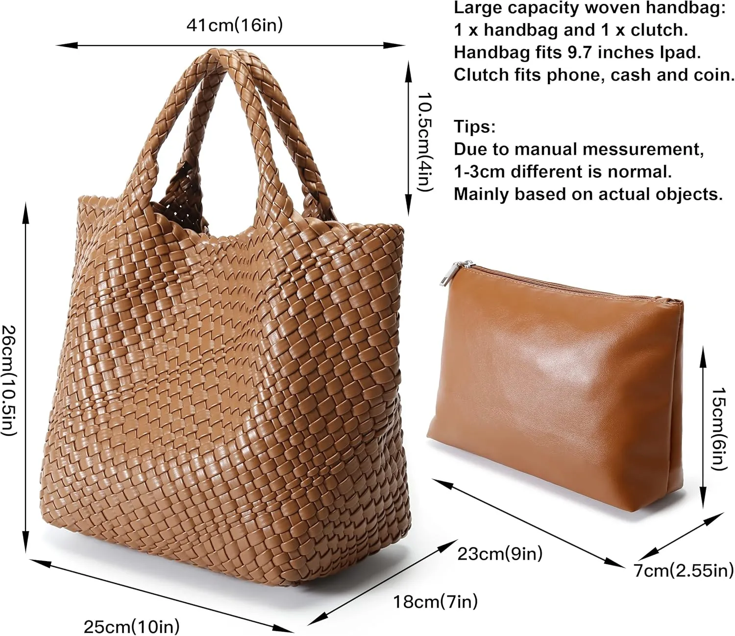 Woven Bag for Women, Vegan Leather Tote Bag Large Summer Beach Travel Handbag and Purse Retro Handmade Shoulder Bag