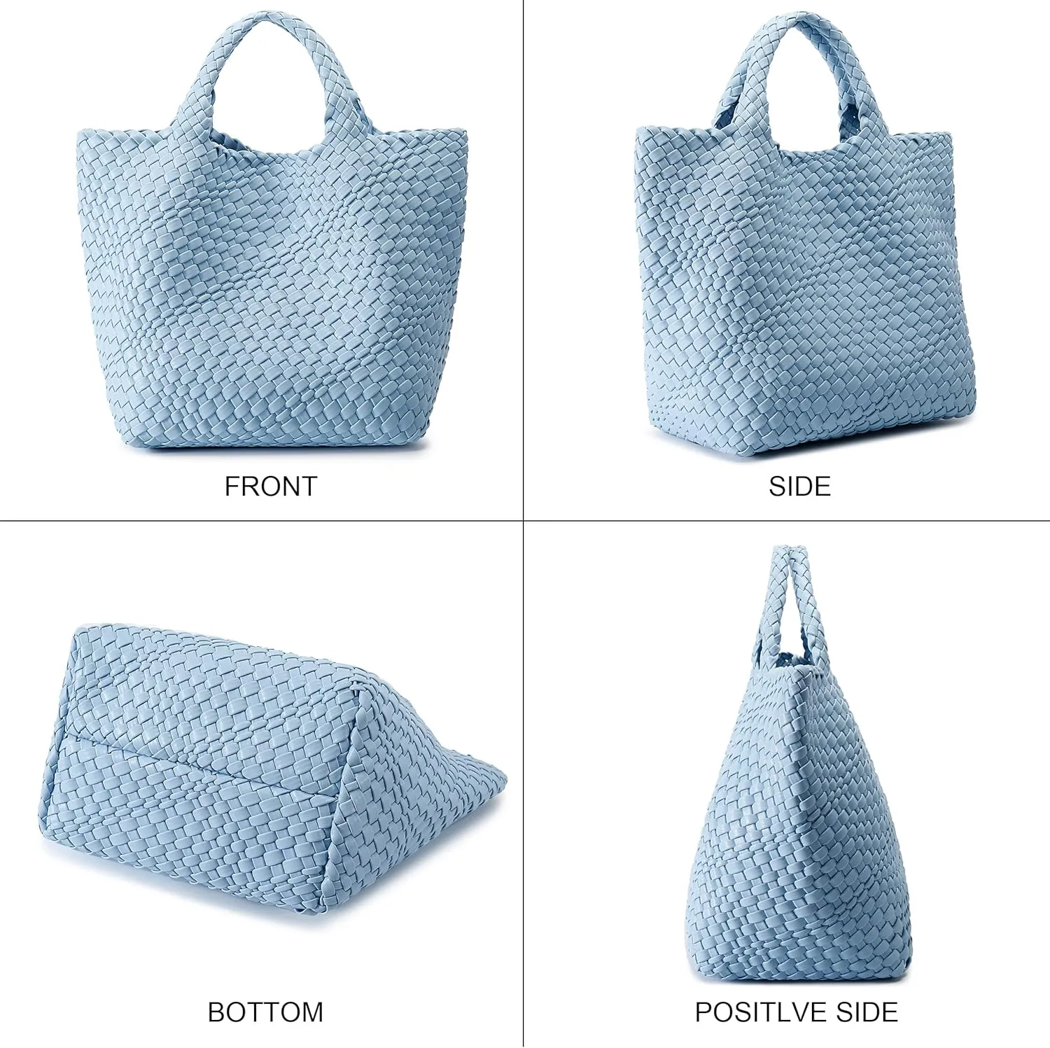 Woven Bag for Women, Vegan Leather Tote Bag Large Summer Beach Travel Handbag and Purse Retro Handmade Shoulder Bag