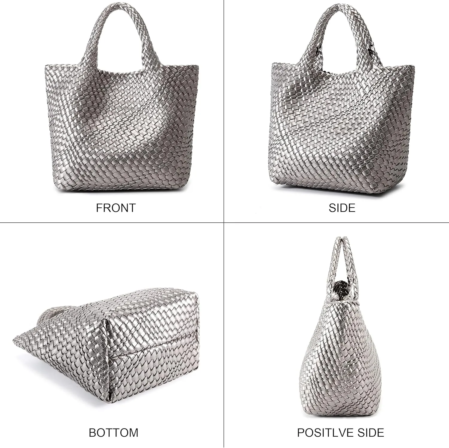 Woven Bag for Women, Vegan Leather Tote Bag Large Summer Beach Travel Handbag and Purse Retro Handmade Shoulder Bag
