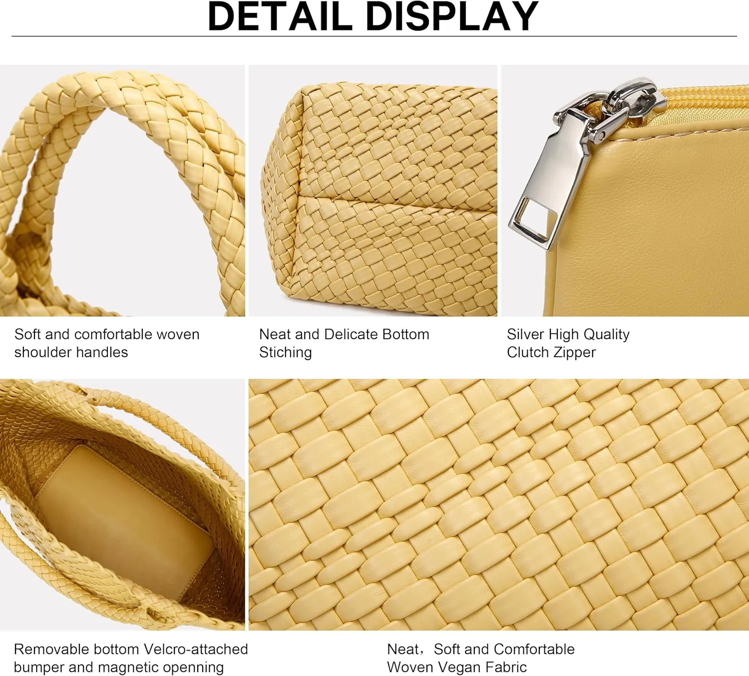 Woven Bag for Women, Vegan Leather Tote Bag Large Summer Beach Travel Handbag and Purse Retro Handmade Shoulder Bag