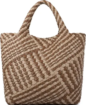 Woven Bag for Women, Vegan Leather Tote Bag Large Summer Beach Travel Handbag and Purse Retro Handmade Shoulder Bag