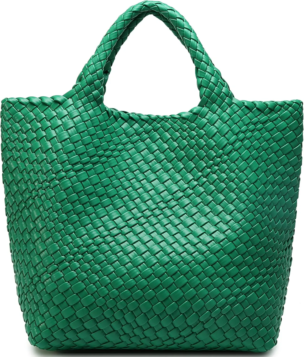 Woven Bag for Women, Vegan Leather Tote Bag Large Summer Beach Travel Handbag and Purse Retro Handmade Shoulder Bag