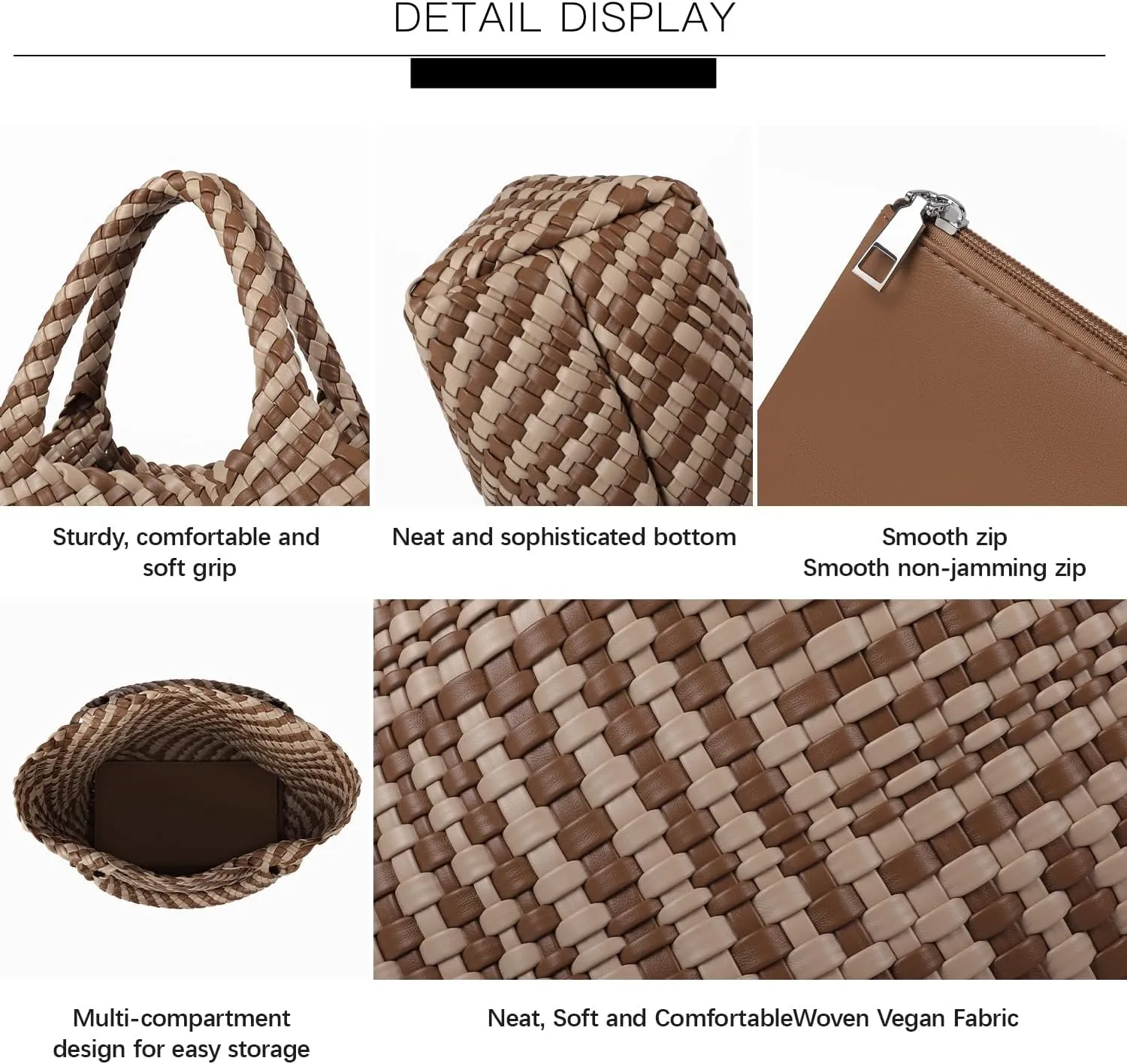 Woven Bag for Women, Vegan Leather Tote Bag Large Summer Beach Travel Handbag and Purse Retro Handmade Shoulder Bag