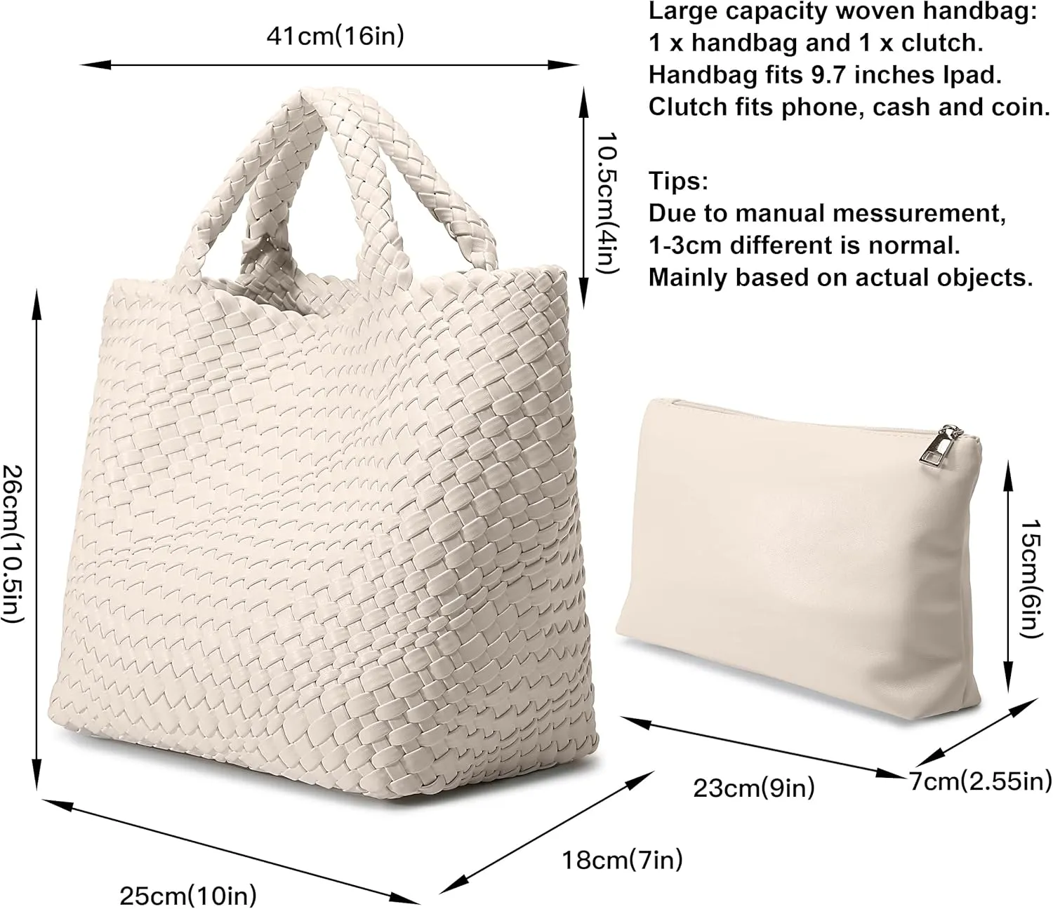 Woven Bag for Women, Vegan Leather Tote Bag Large Summer Beach Travel Handbag and Purse Retro Handmade Shoulder Bag