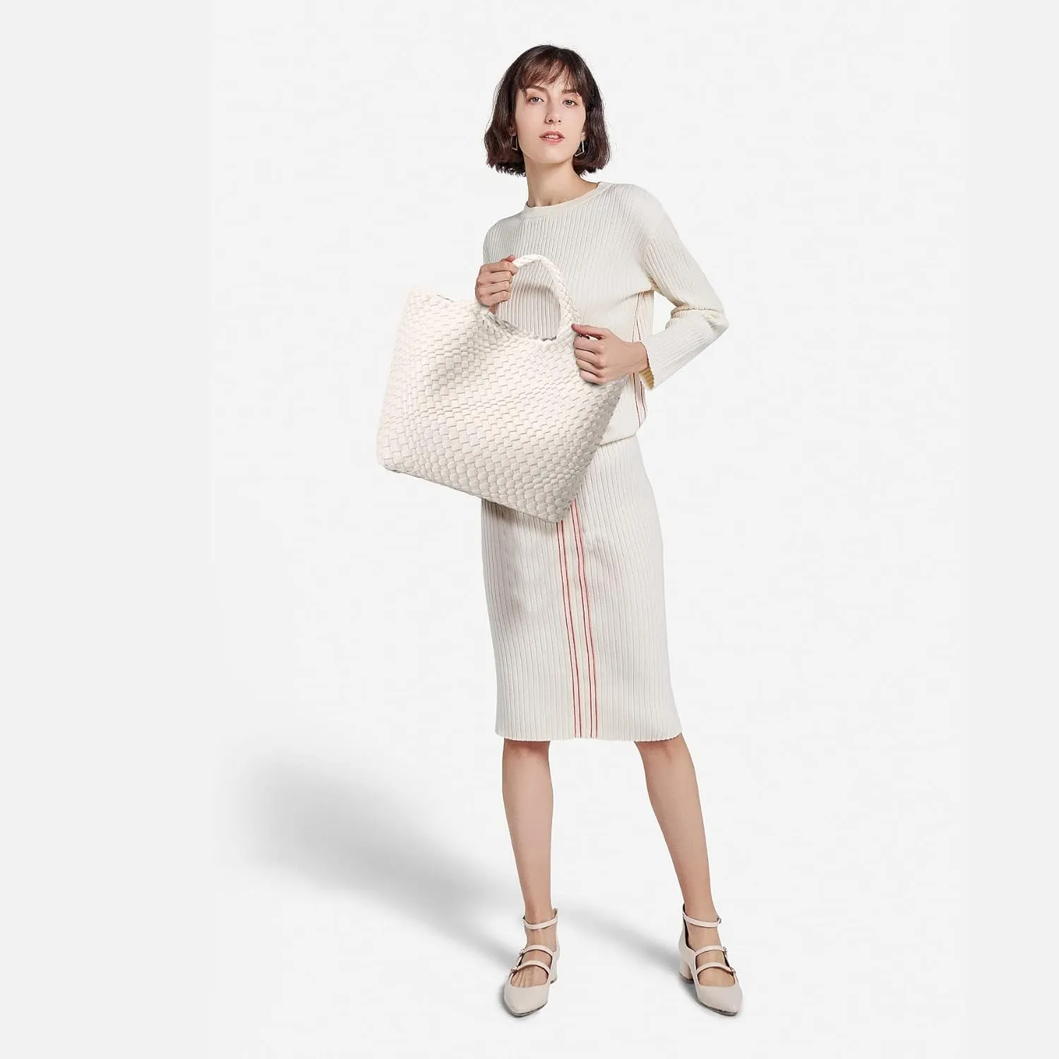Woven Bag for Women, Vegan Leather Tote Bag Large Summer Beach Travel Handbag and Purse Retro Handmade Shoulder Bag