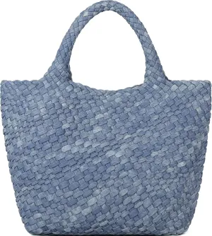 Woven Bag for Women, Vegan Leather Tote Bag Large Summer Beach Travel Handbag and Purse Retro Handmade Shoulder Bag