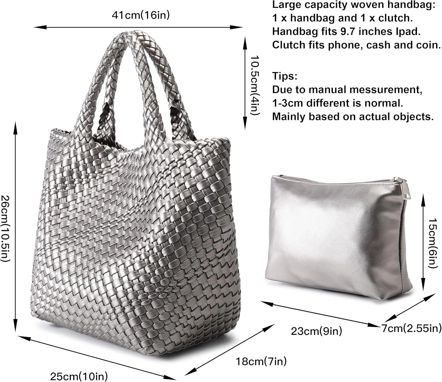 Woven Bag for Women, Vegan Leather Tote Bag Large Summer Beach Travel Handbag and Purse Retro Handmade Shoulder Bag