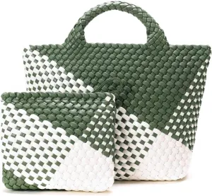 Woven Bag for Women, Vegan Leather Tote Bag, Large Summer Travel Totes Beach Travel Handbag and Purse