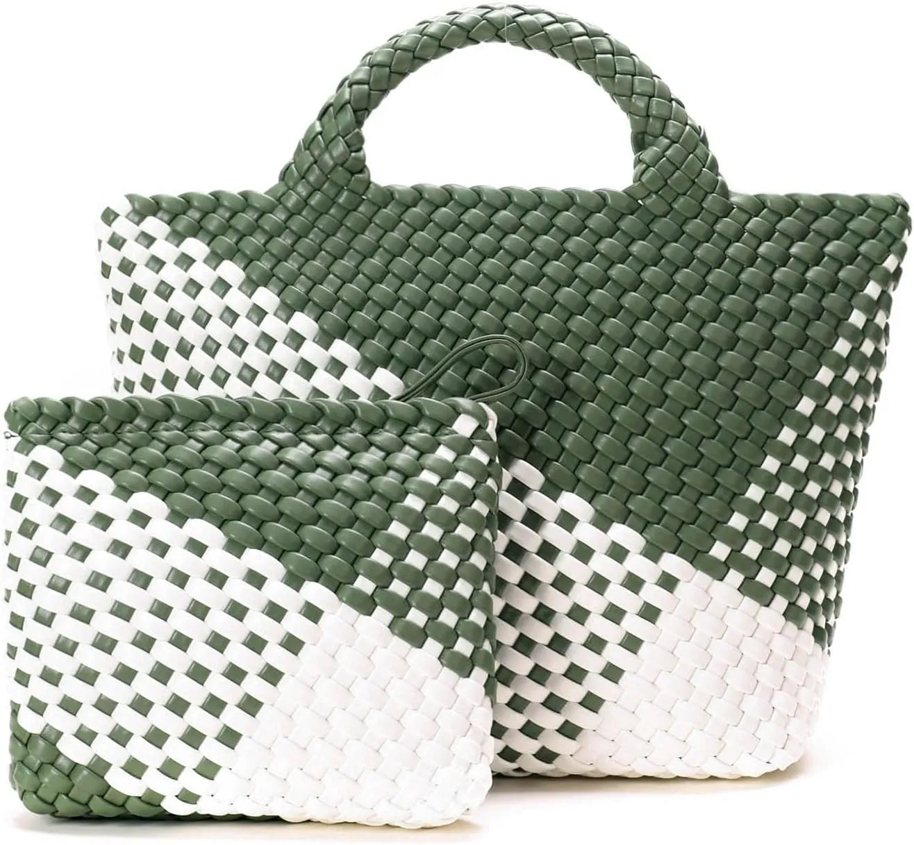 Woven Bag for Women, Vegan Leather Tote Bag, Large Summer Travel Totes Beach Travel Handbag and Purse