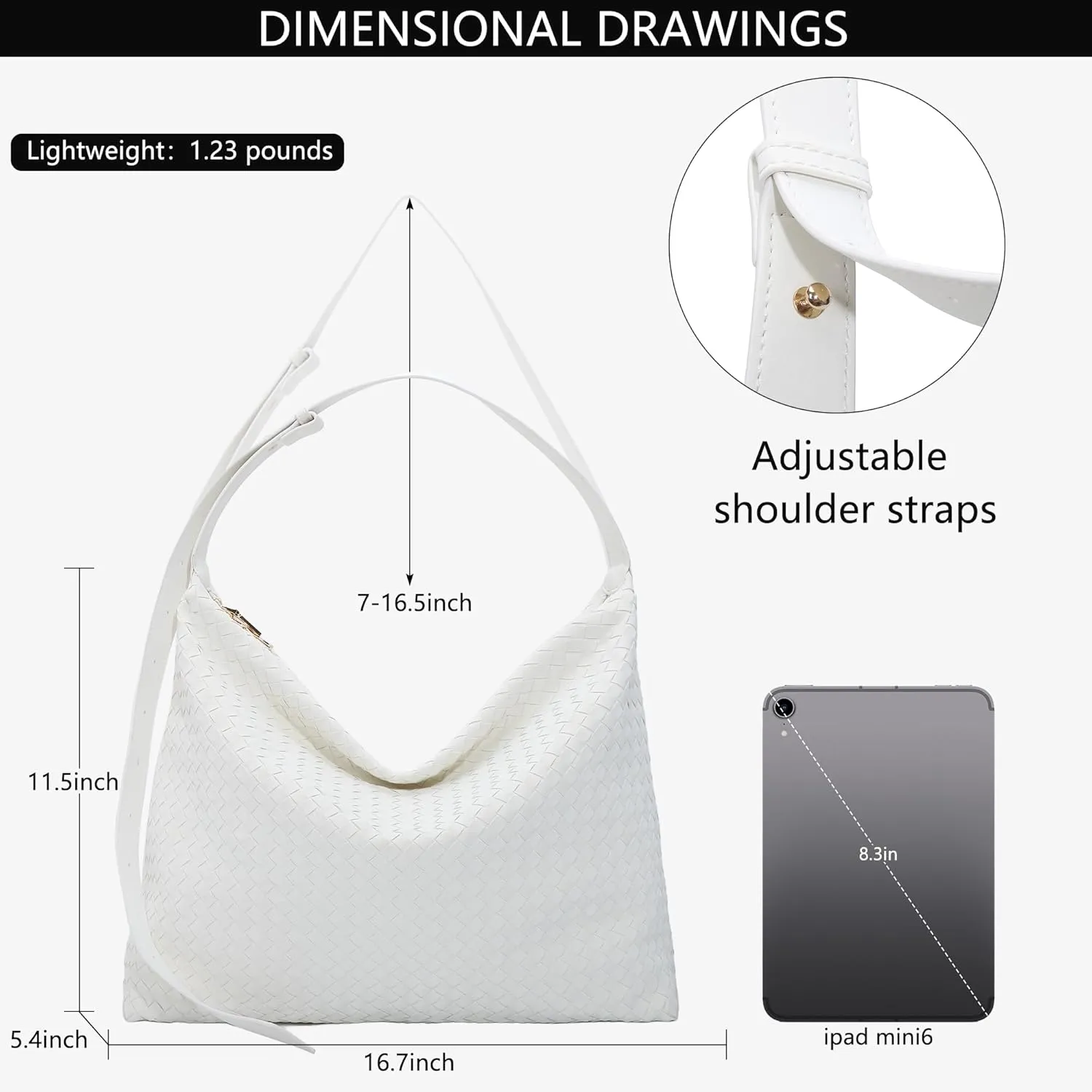 Woven Bag for Women, Vegan Leather Tote Bags Large Hobo Purses for Women Handmade Shoulder Bag with Adjustable Strap