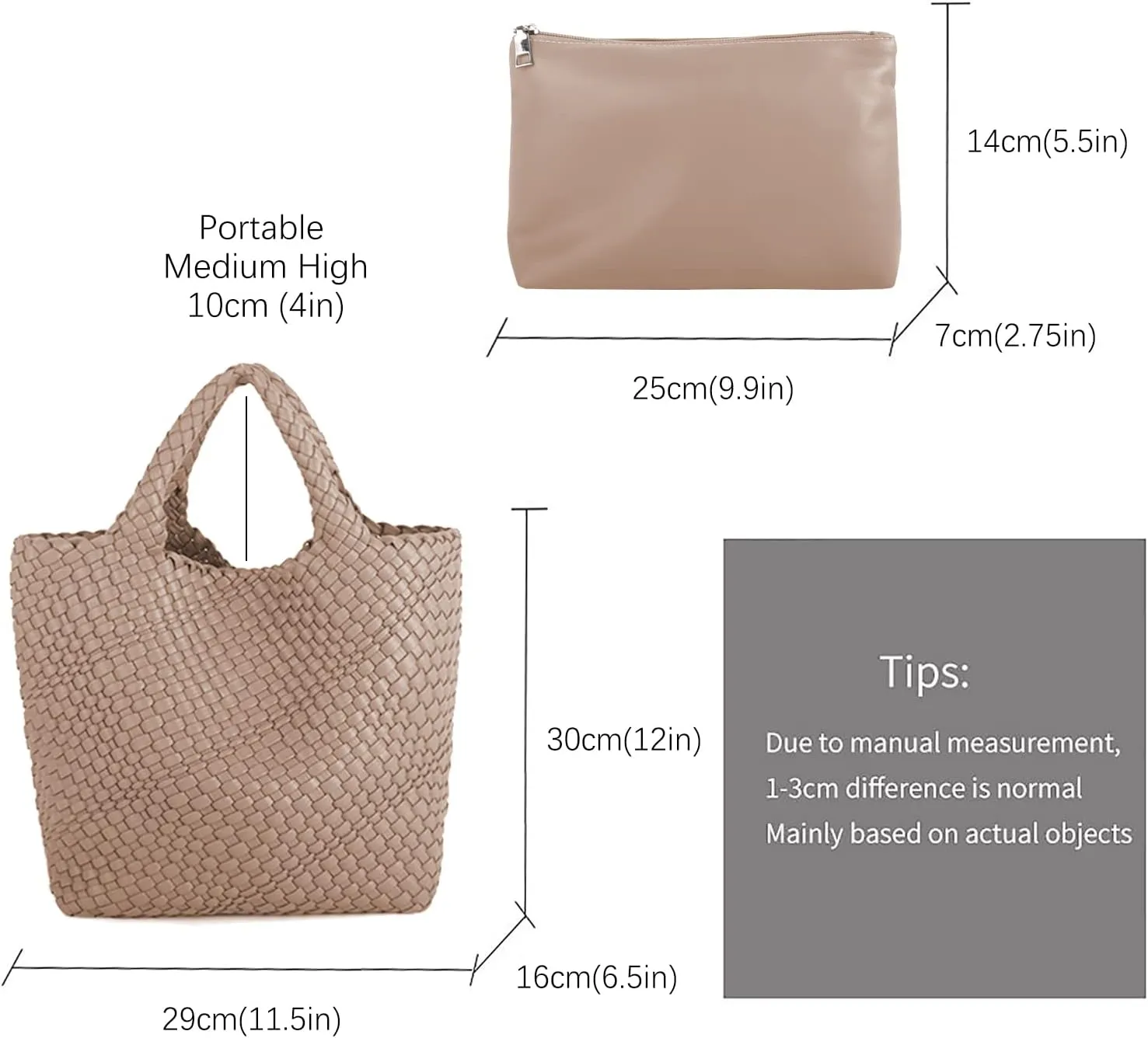 Woven Beach Tote Bag, Women Macaron Soft Leather Weave Handbag with Purse Top-handle Handbag for Work Travel