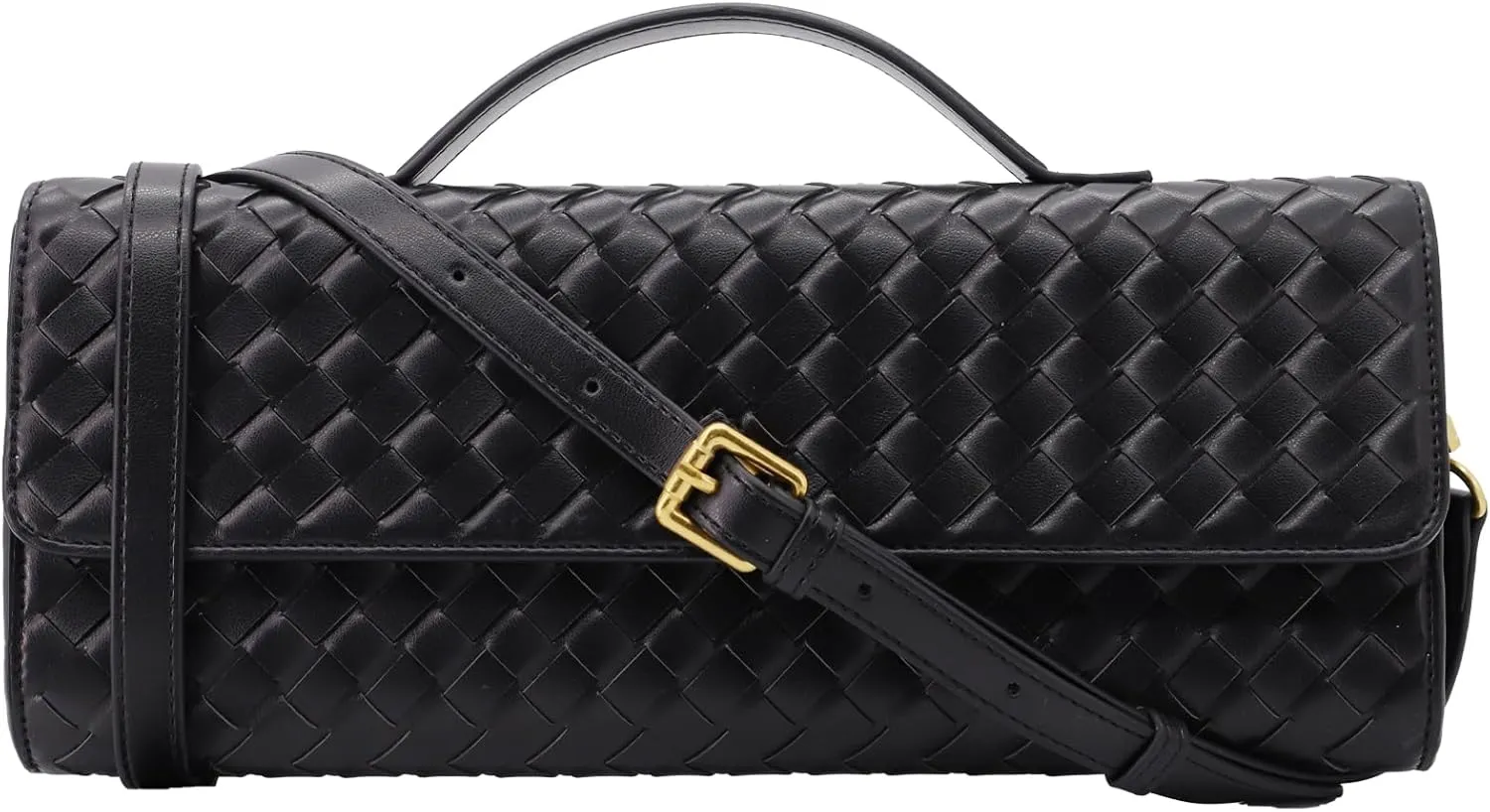 Woven Clutch Purse for Women Designer Shoulder Handbag Leather Crossbody Evening Bag with Detachable Chain