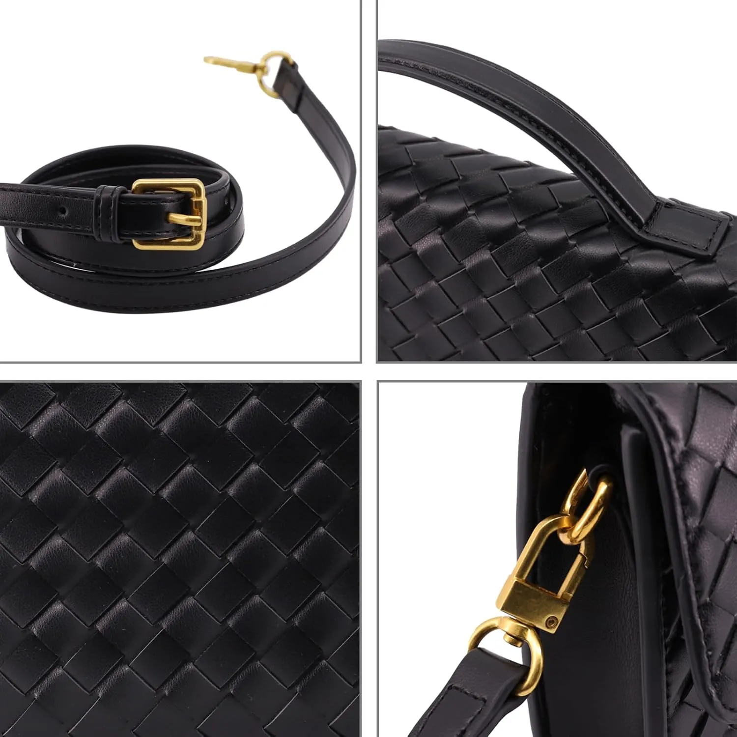 Woven Clutch Purse for Women Designer Shoulder Handbag Leather Crossbody Evening Bag with Detachable Chain