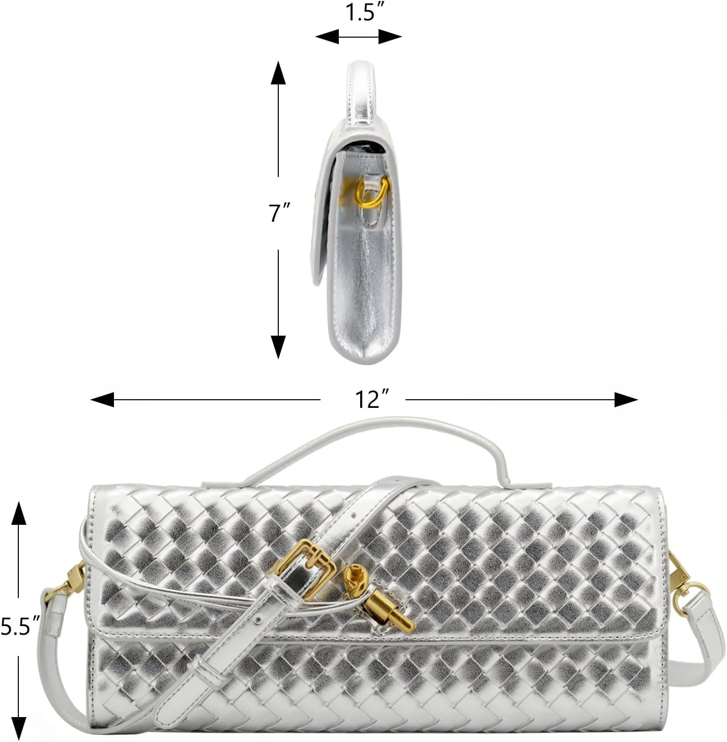 Woven Clutch Purses for Women Evening Bag Handmade Leather Shoulder Handbag Fashion Crossbody Purse