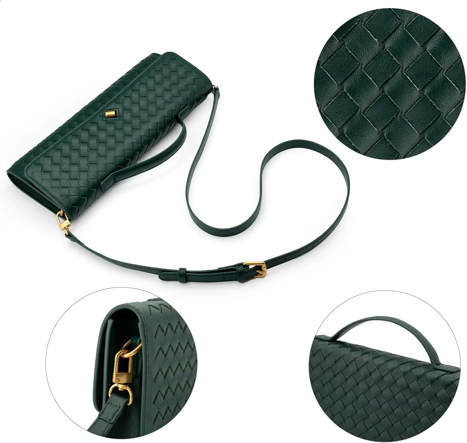 Woven Clutch Purses for Women Evening Bag Handmade Leather Shoulder Handbag Fashion Crossbody Purse