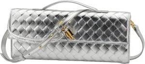 Woven Clutch Purses for Women Evening Bag Handmade Leather Shoulder Handbag Fashion Crossbody Purse