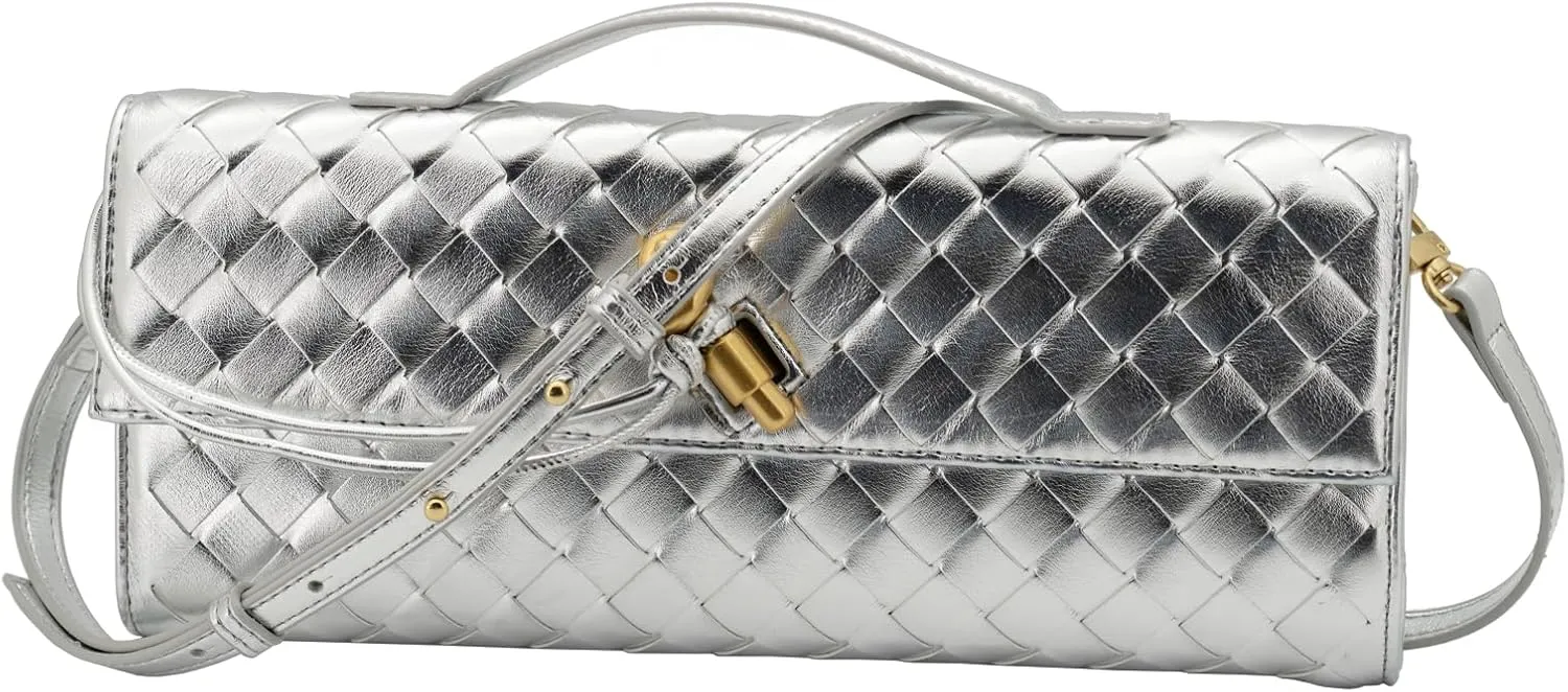 Woven Clutch Purses for Women Evening Bag Handmade Leather Shoulder Handbag Fashion Crossbody Purse