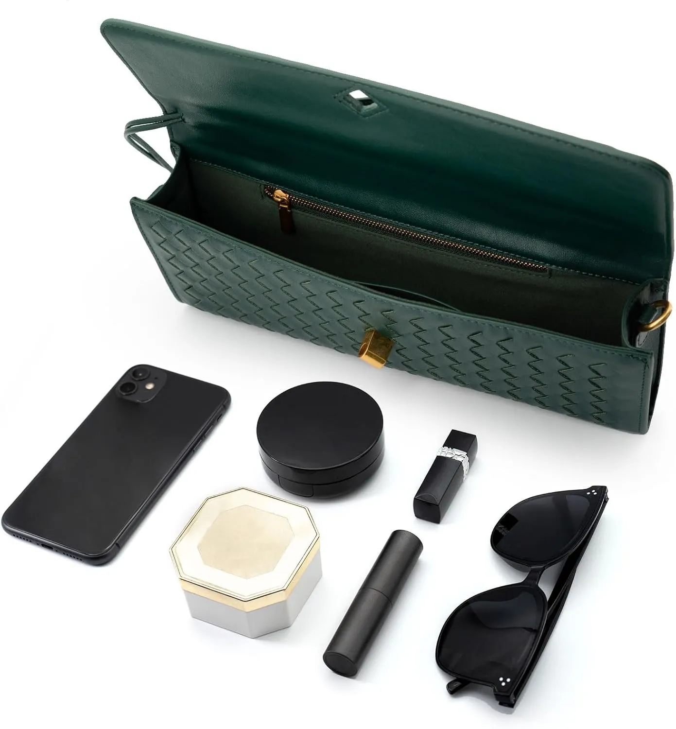 Woven Clutch Purses for Women Evening Bag Handmade Leather Shoulder Handbag Fashion Crossbody Purse
