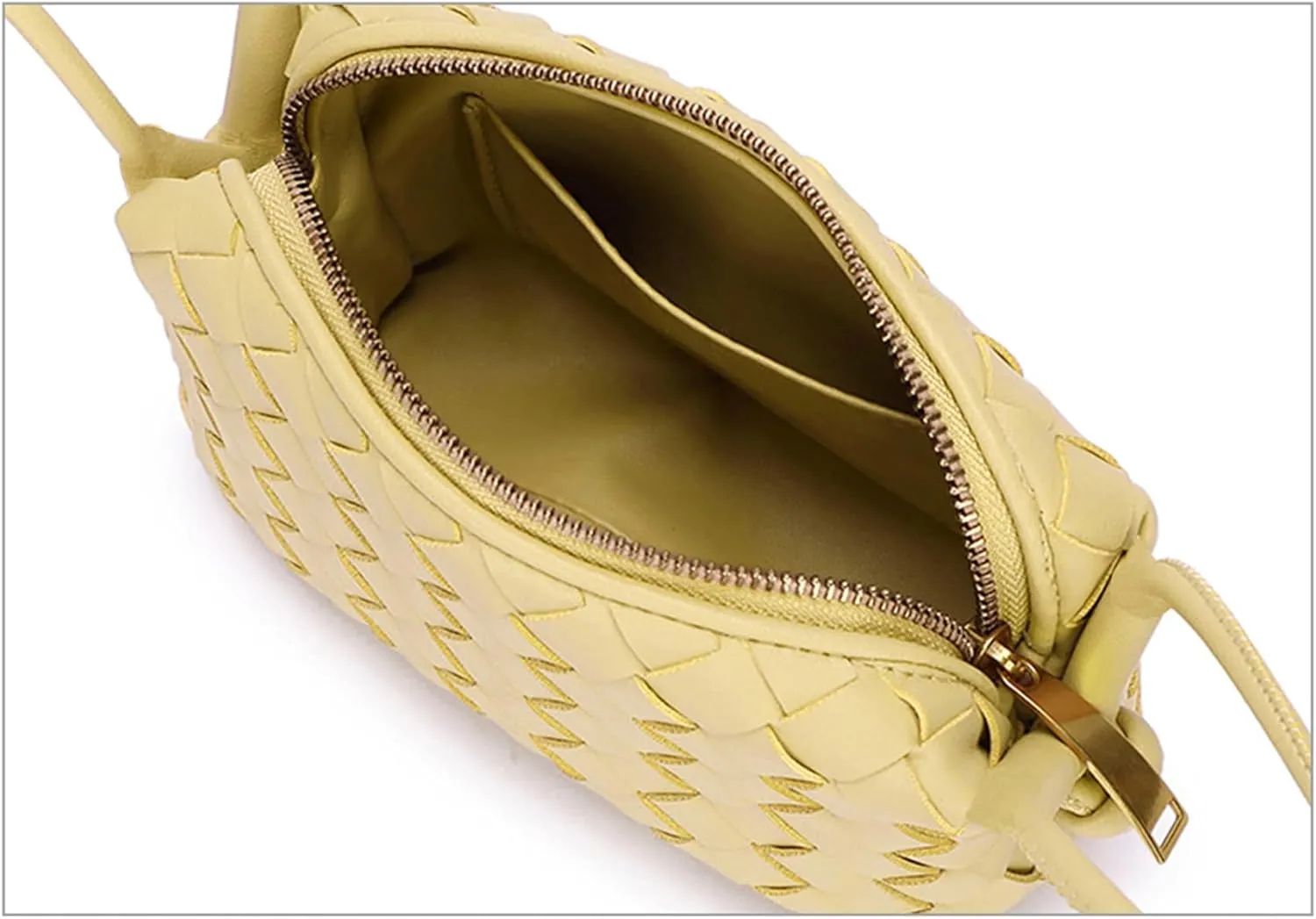 Woven Crossbody Bags For Women, Small Handmade Purse Clutch Shoulderbag Handbag, Zipper Closure