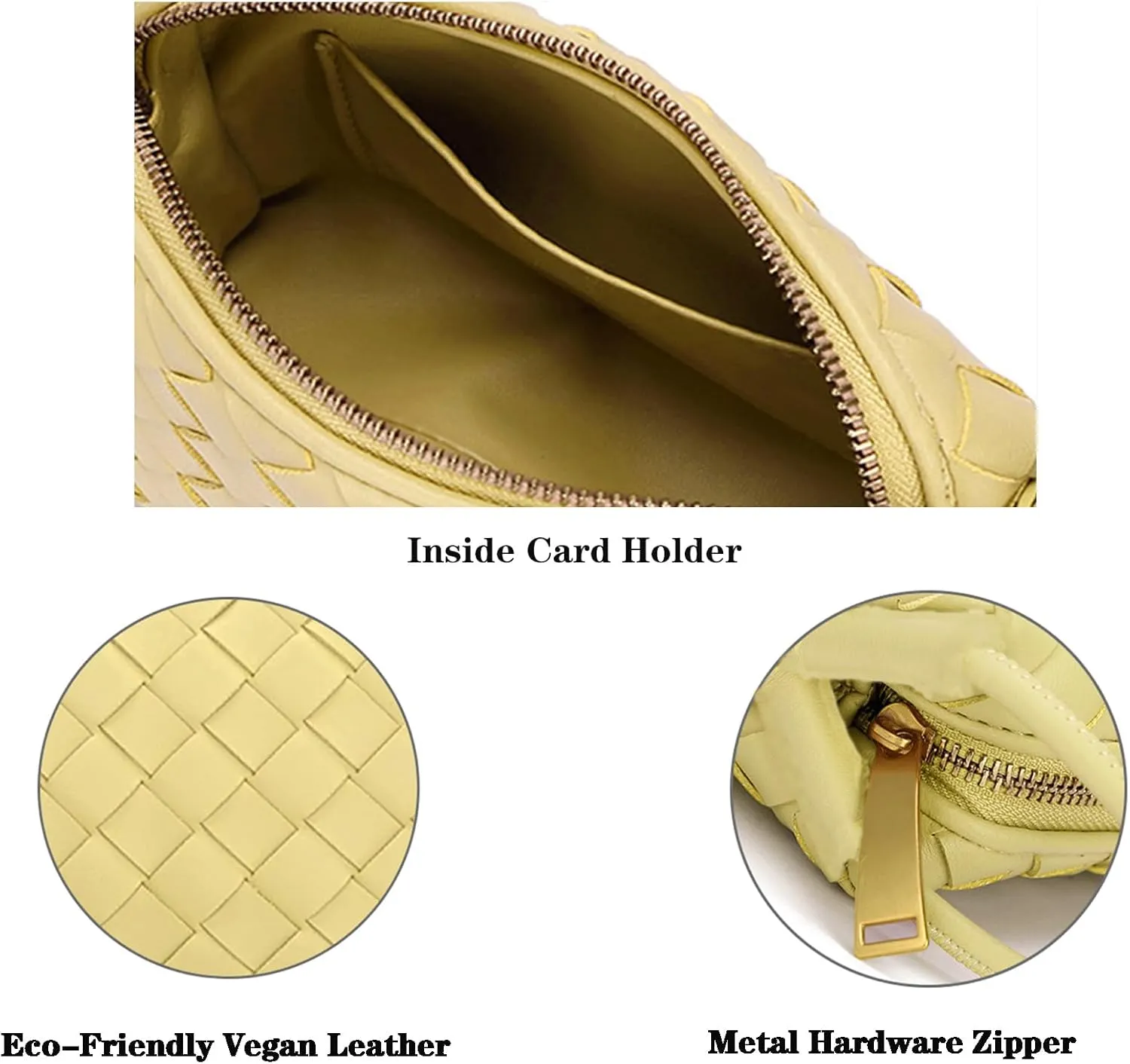 Woven Crossbody Bags For Women, Small Handmade Purse Clutch Shoulderbag Handbag, Zipper Closure