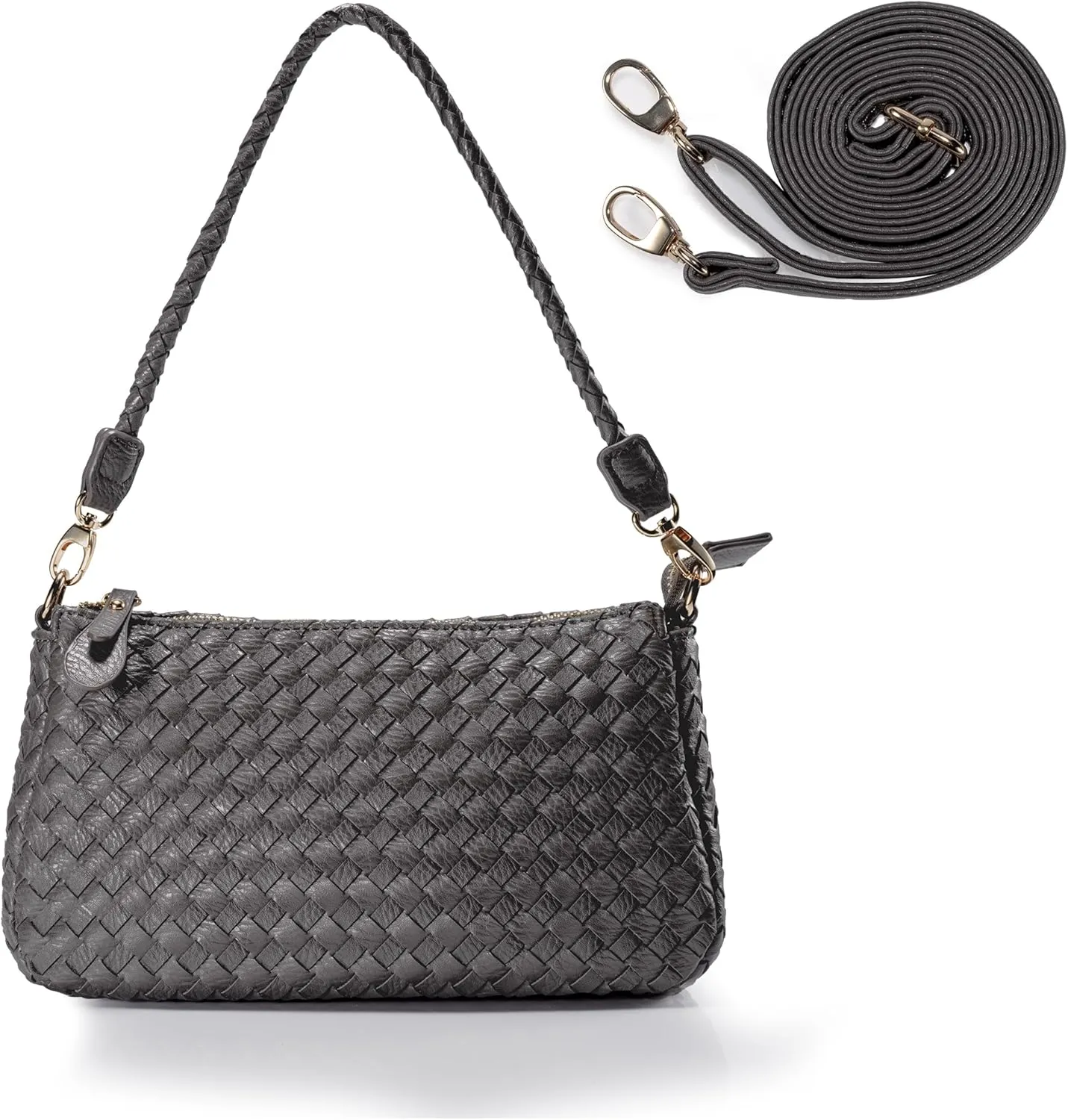 Woven Crossbody Purse for Women,Women's Stylish Wrislet Bag Everyday Purses,Small Shoulder Handbag Contains 2 Straps
