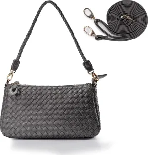 Woven Crossbody Purse for Women,Women's Stylish Wrislet Bag Everyday Purses,Small Shoulder Handbag Contains 2 Straps