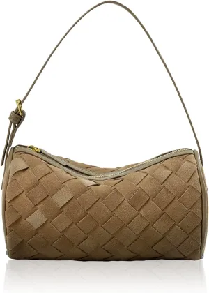 Woven Leather Bag, Evening Bag Clutch Purses for Women, Leather Top-handle Shoulder Bags, Small Woven Handbag
