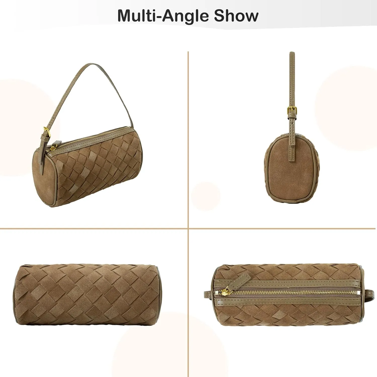 Woven Leather Bag, Evening Bag Clutch Purses for Women, Leather Top-handle Shoulder Bags, Small Woven Handbag