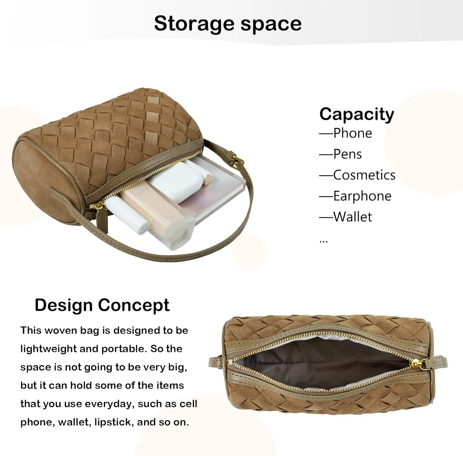 Woven Leather Bag, Evening Bag Clutch Purses for Women, Leather Top-handle Shoulder Bags, Small Woven Handbag