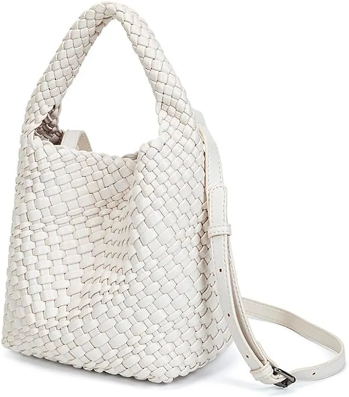 Woven Leather Bags for Women Knoted Women Handbag Designer Shoulder Bucket Purse Handmade Fashion Tote Hobo Bag Small
