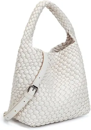 Woven Leather Bags for Women Knoted Women Handbag Designer Shoulder Bucket Purse Handmade Fashion Tote Hobo Bag Small