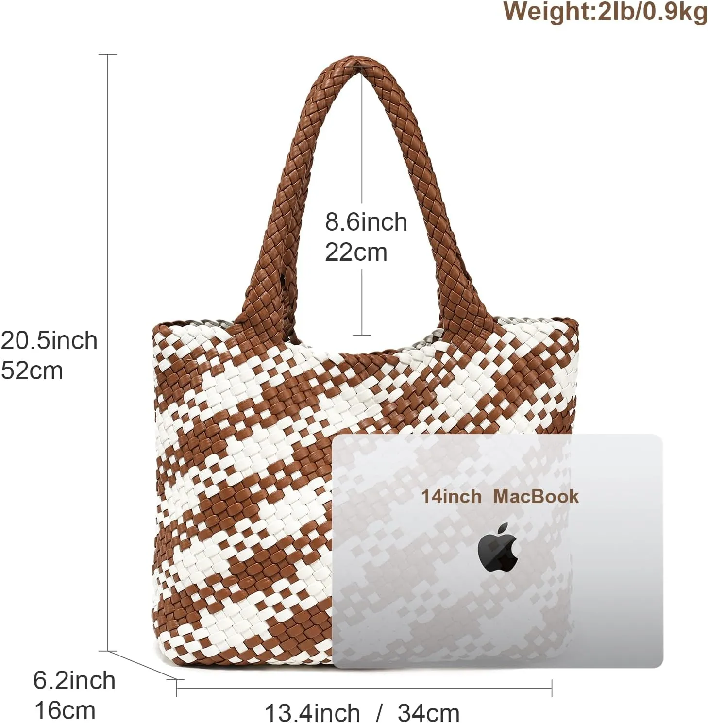 Woven Leather Handbag - Large Tote Bag for Women - Fashion Vegan Leather Tote