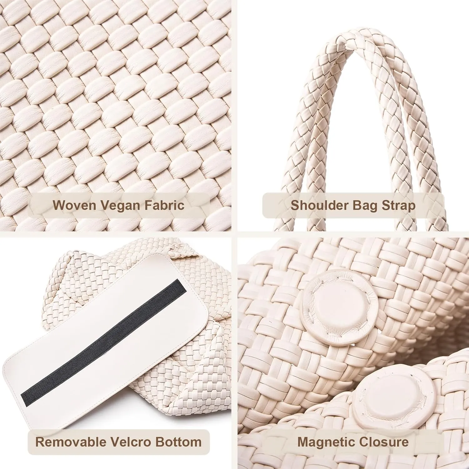 Woven Leather Handbag - Large Tote Bag for Women - Fashion Vegan Leather Tote