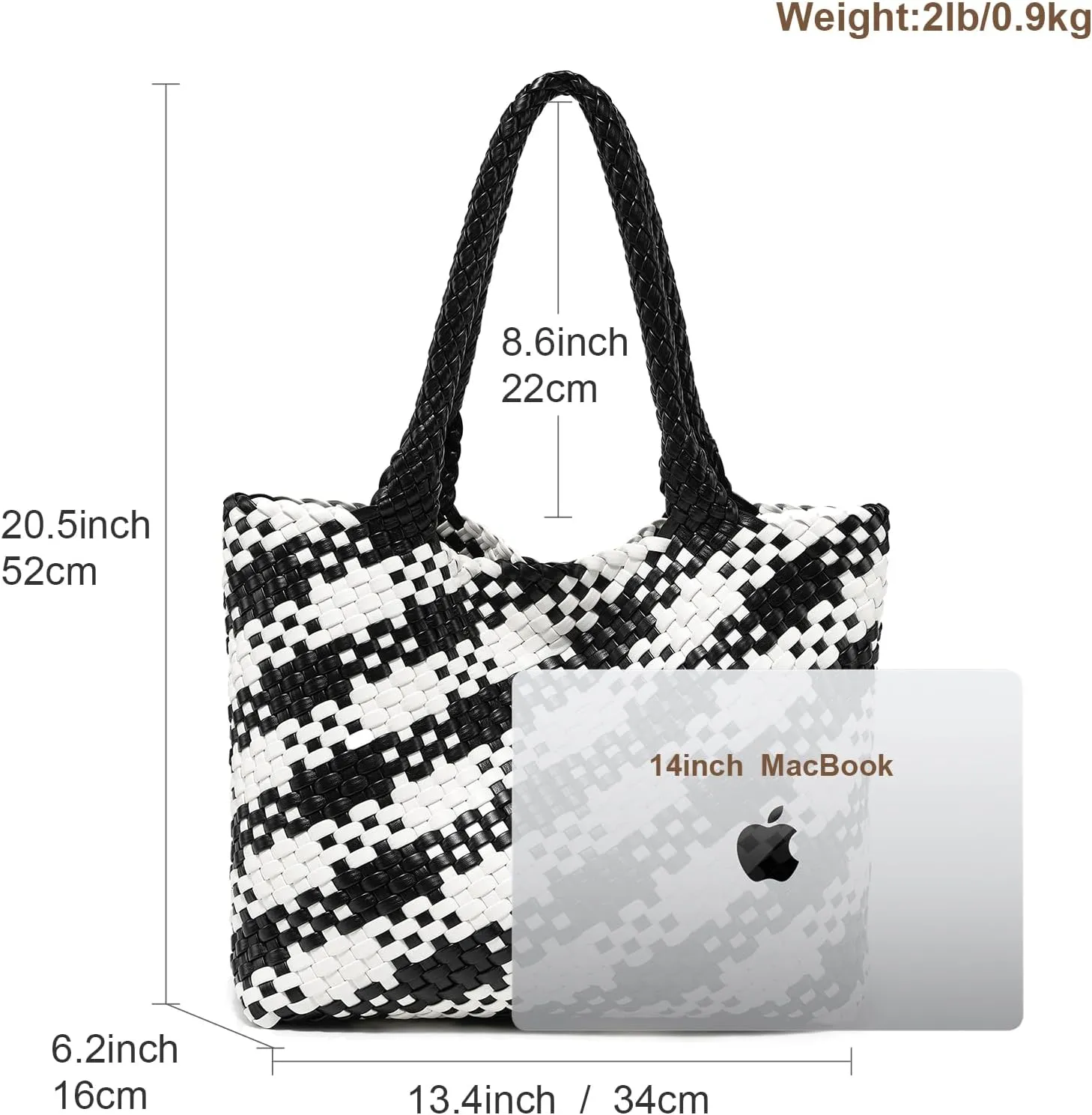 Woven Leather Handbag - Large Tote Bag for Women - Fashion Vegan Leather Tote