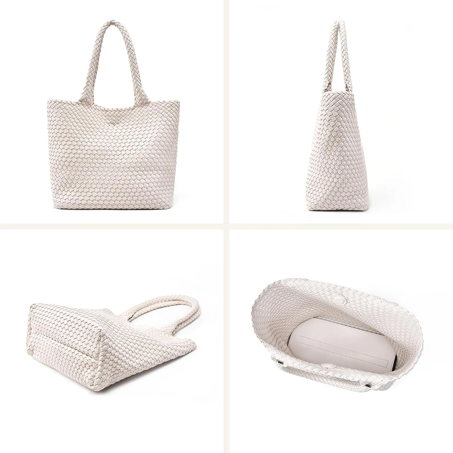 Woven Leather Handbag - Large Tote Bag for Women - Fashion Vegan Leather Tote