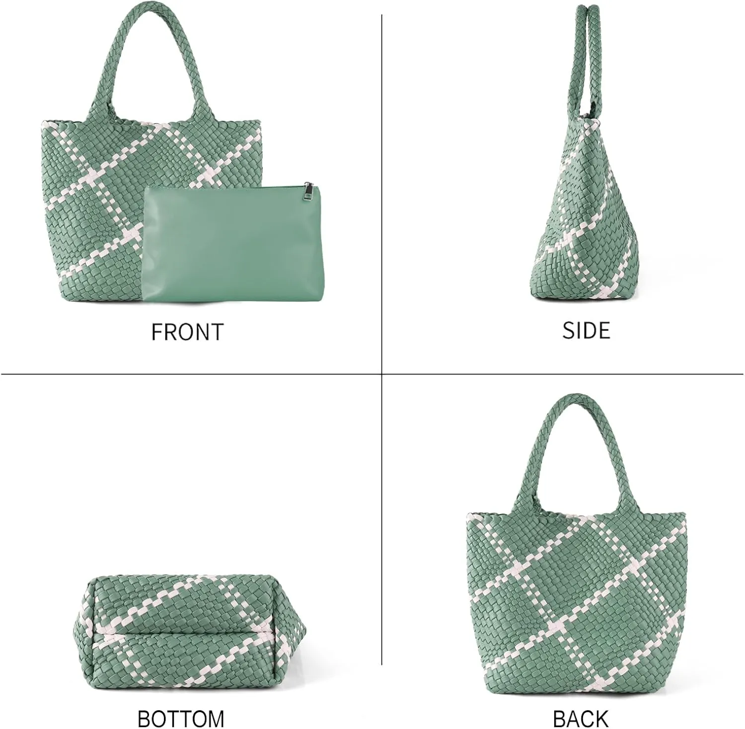 Woven Leather Tote Handbag for Women with Purse,Large Soft Hobo Shoulder Bag,Handmade Bag, Beach Underarm Bag