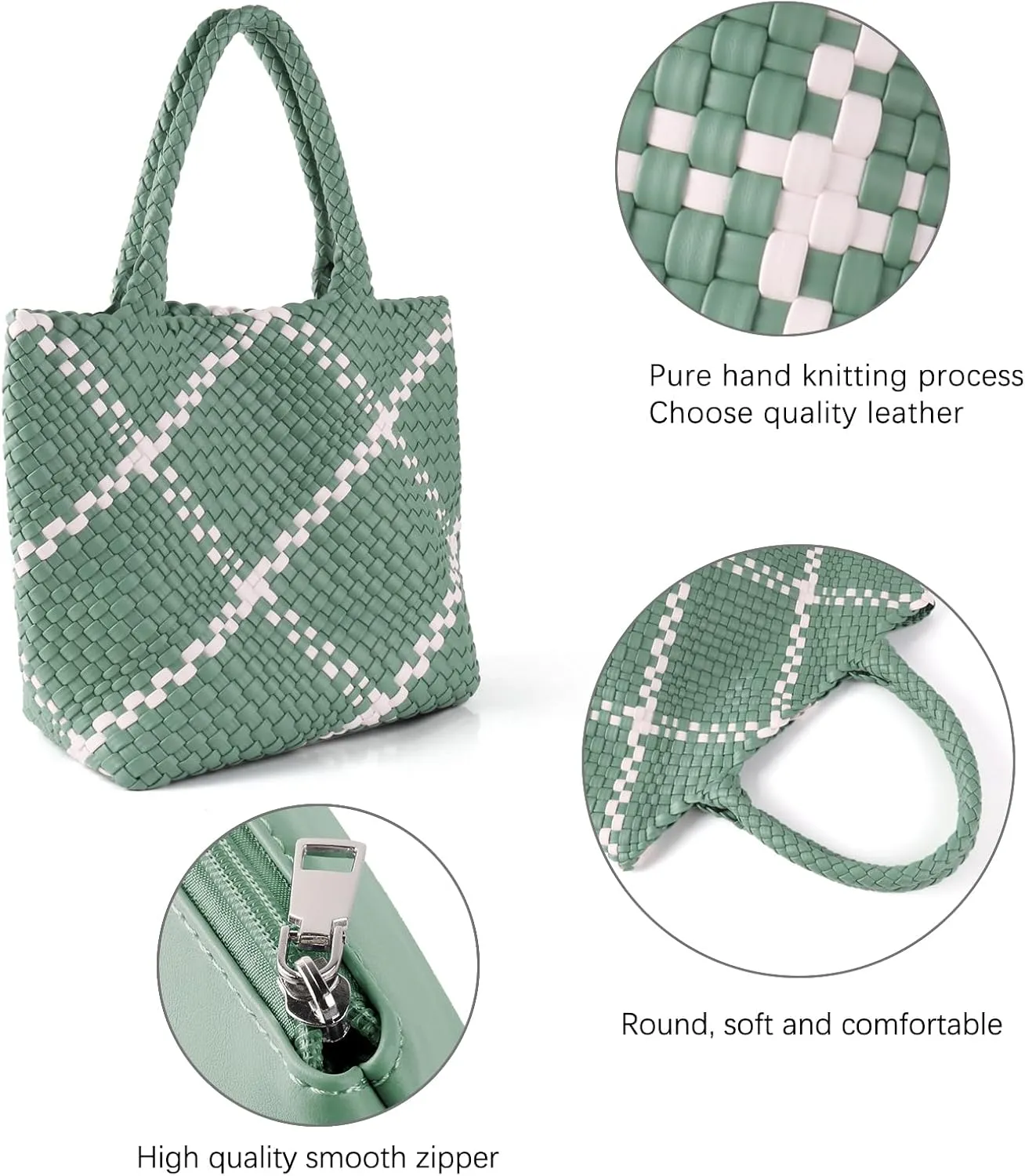 Woven Leather Tote Handbag for Women with Purse,Large Soft Hobo Shoulder Bag,Handmade Bag, Beach Underarm Bag