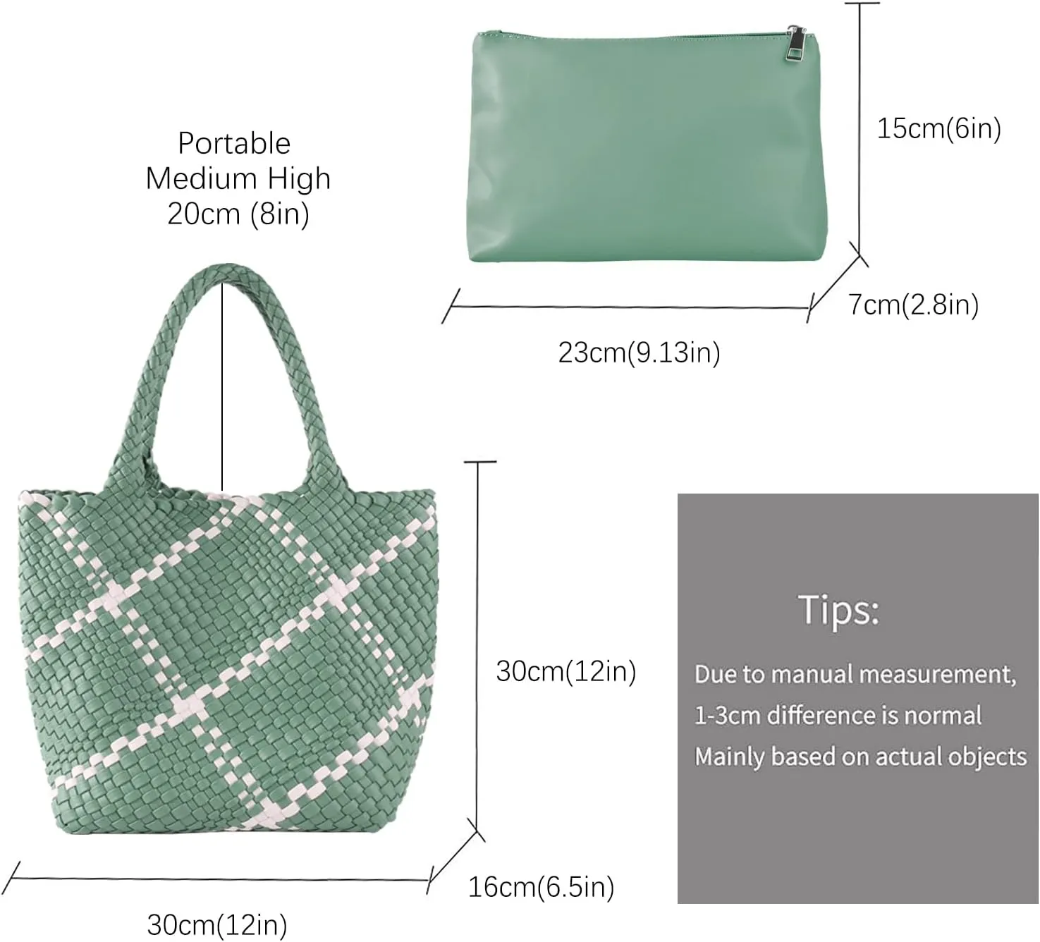 Woven Leather Tote Handbag for Women with Purse,Large Soft Hobo Shoulder Bag,Handmade Bag, Beach Underarm Bag