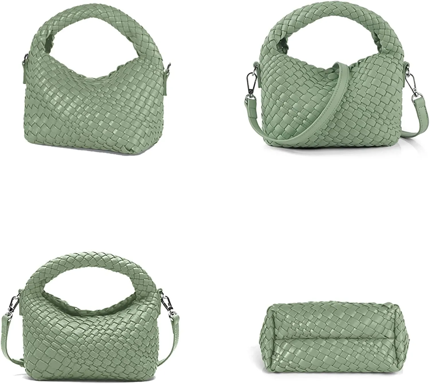 Woven Purse For Women, Small Crossbody Tote Bag with Detachable Shoulder Strap, Girls Top Handle Handbag