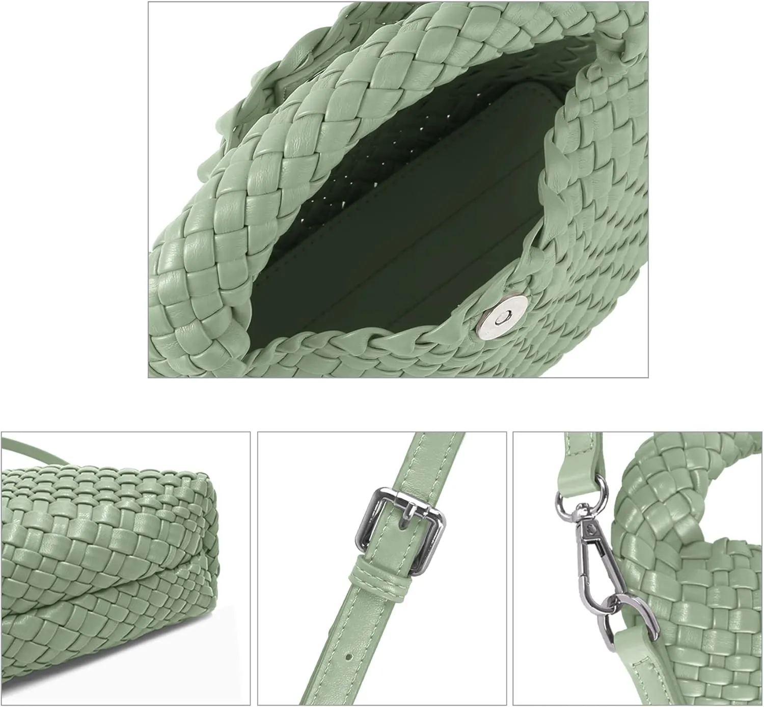 Woven Purse For Women, Small Crossbody Tote Bag with Detachable Shoulder Strap, Girls Top Handle Handbag