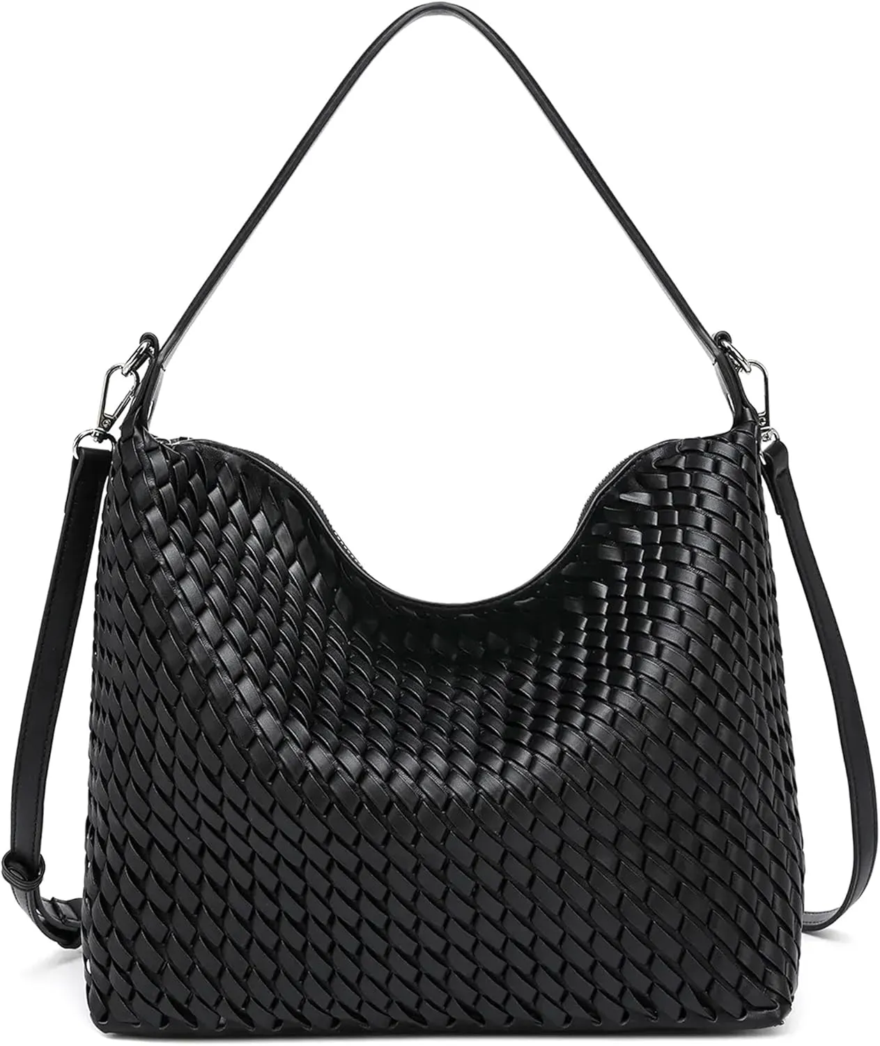 Woven Purse for Women, Top-handle Shoulder Bag with Zipper, Summer Fashion