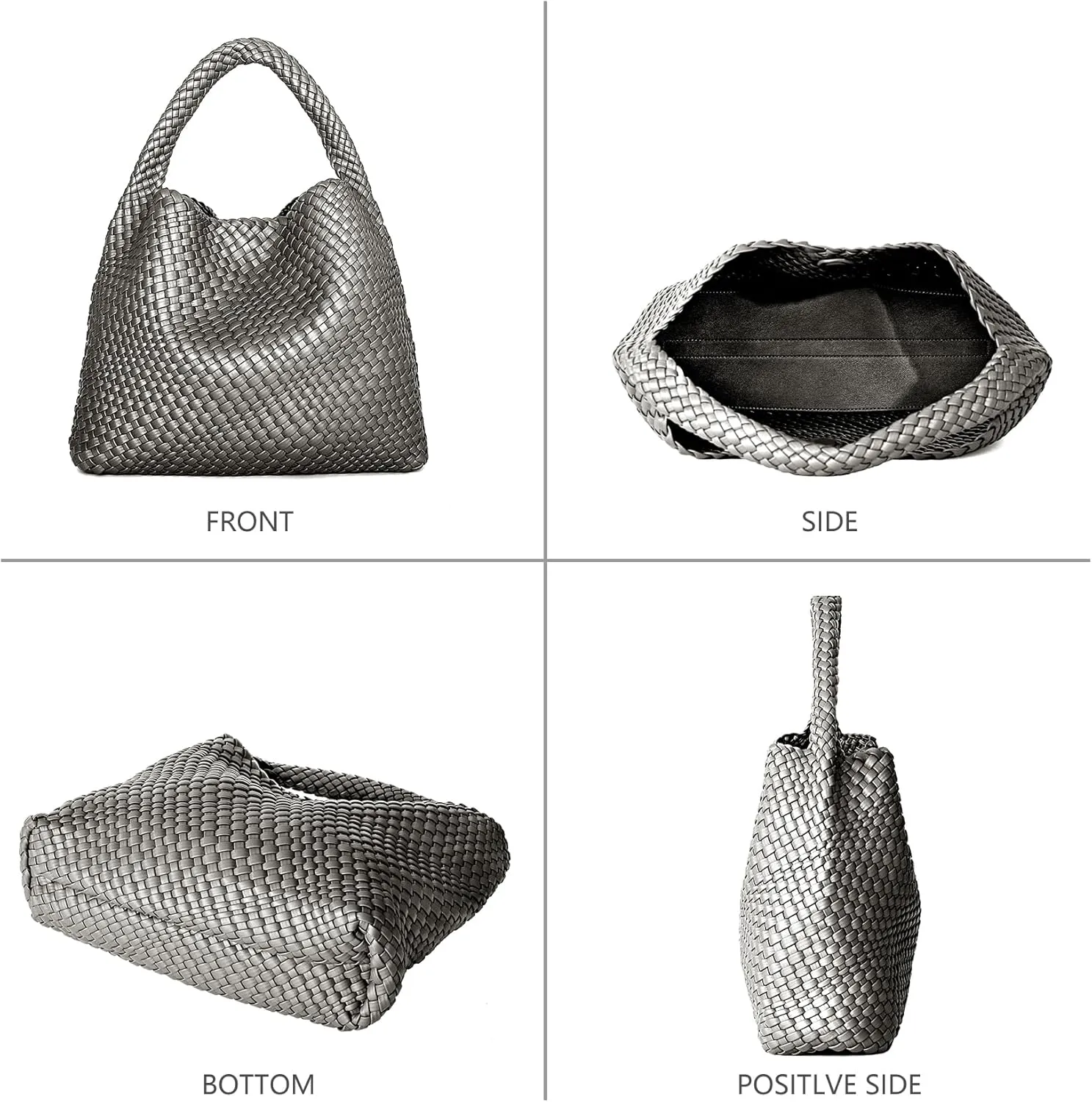 Woven Tote Bag for Women, Fashion Woven Bags for Women Vegan Leather Shoulder Handbags Large Summer Beach Travel Bag