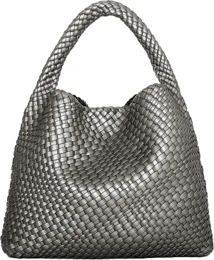 Woven Tote Bag for Women, Fashion Woven Bags for Women Vegan Leather Shoulder Handbags Large Summer Beach Travel Bag